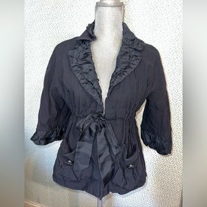 Marc By Marc Jacob's Women's Navy Blue Ruffle Peplum 3/4 Sleeve Stylish Jacket 6